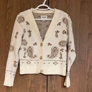 American Eagle Outfitters Beige and Brown Knit Cardigan